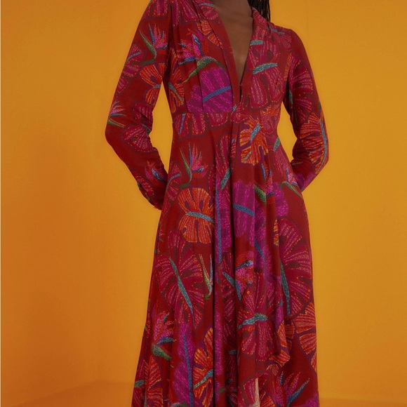 FARM Rio New Red Delicate Leaves Maxi Dress - Picture 6 of 9